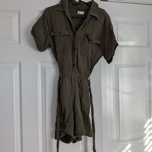 UpWest Forest Green Button-Down Dress